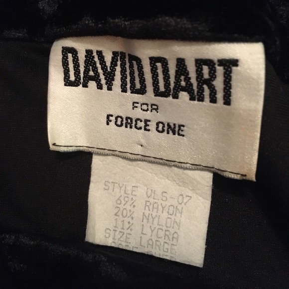 David Dart For Force One Black Velvet Dress Off The Shoulder Circa 1980s - Picture 2 of 8